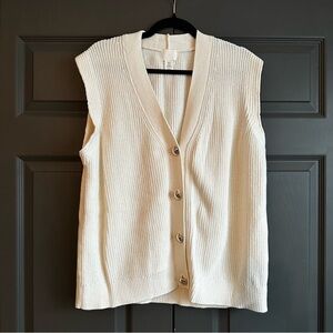 H&M White Knit Cardigan Vest